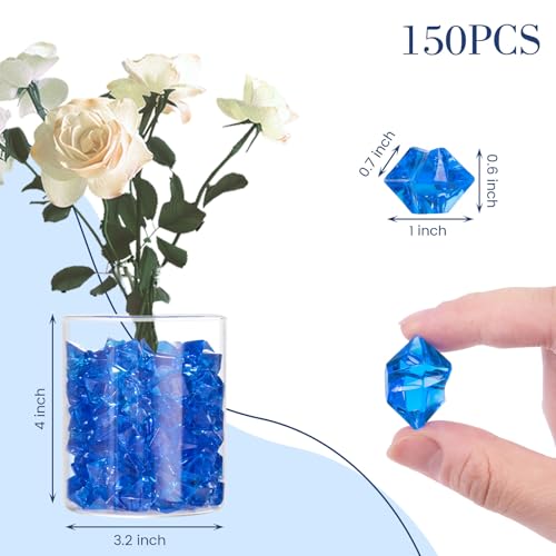 DomeStar Navy Blue Fake Ice Rocks, 150PCS Acrylic Gems Crystals Plastic Diamonds Centerpiece for Vase Fillers DIY Craft Wedding Party Table Scatter Aquarium Tank Cobalt Blue Decorations - Image 4