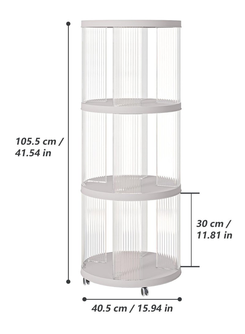 XiuWoo Rotating Bookshelf, 360°Display Spinning Rolling Bookshelf Tower, 3 Tiers Moveable White Small Mobile Corner Bookcase Suitable for Bedrooms, Living Rooms, Offices, and Study Rooms - Image 2