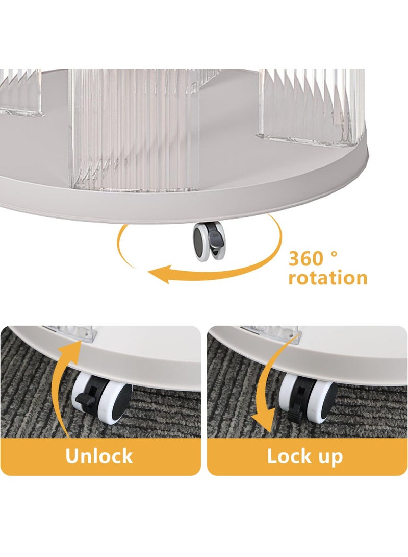 XiuWoo Rotating Bookshelf, 360°Display Spinning Rolling Bookshelf Tower, 3 Tiers Moveable White Small Mobile Corner Bookcase Suitable for Bedrooms, Living Rooms, Offices, and Study Rooms - Image 5