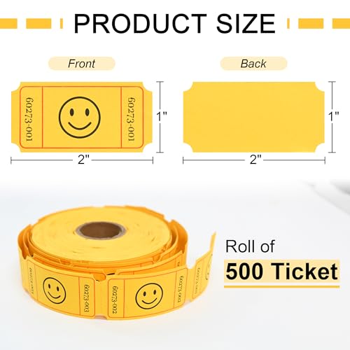 L LIKED 500 Raffle Tickets, Smile, Yellow (6 Color Selection), Single Roll, Ticket for Events, Entry, Class Reward, Raffle & Prizes - Image 2