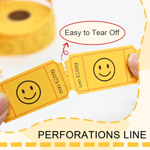L LIKED 500 Raffle Tickets, Smile, Yellow (6 Color Selection), Single Roll, Ticket for Events, Entry, Class Reward, Raffle & Prizes - Image 3