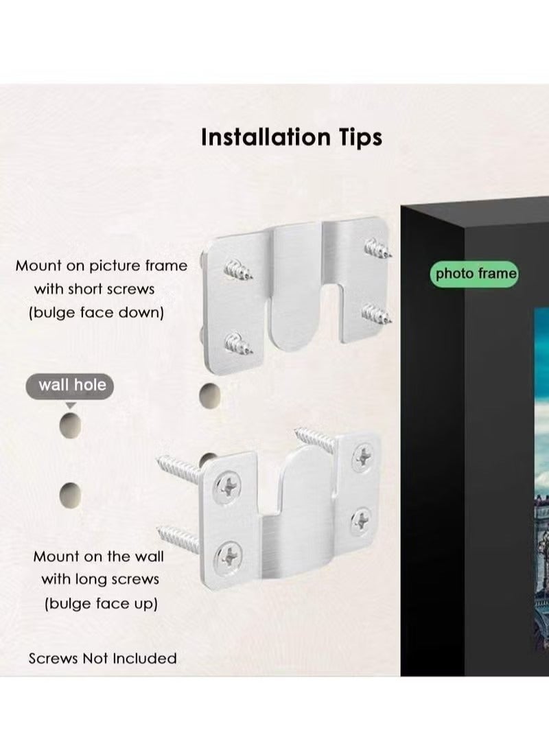 8 Pairs Stainless Steel Heavy Duty Photo Frame Hook Picture Hanger for Large Picture Display Art Gallery Wall Mount Hardware  - Image 3