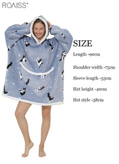 roaiss Women's Warm Plush Hooded Sweatshirt Facecloth Tv Tv Blanket Large Pockets Warm Pullover Pajamas  - Image 5
