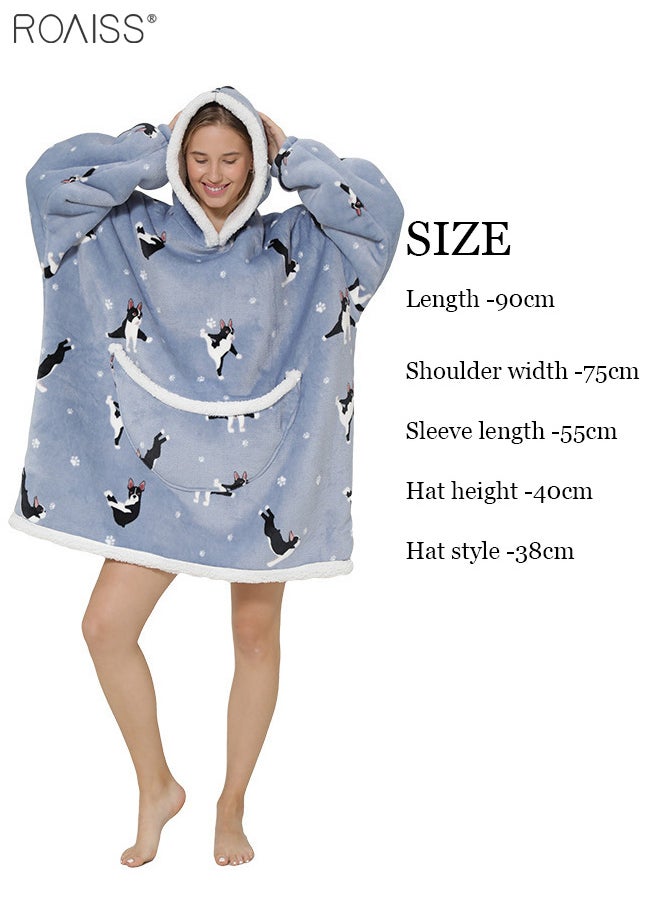 roaiss Women's Warm Plush Hooded Sweatshirt Facecloth Tv Tv Blanket Large Pockets Warm Pullover Pajamas  - Image 5