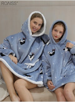 roaiss Women's Warm Plush Hooded Sweatshirt Facecloth Tv Tv Blanket Large Pockets Warm Pullover Pajamas  - Image 4