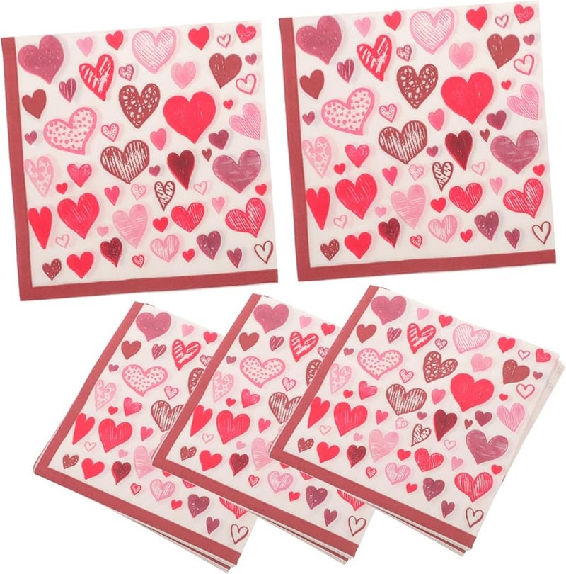 مناديل ورقية وردية على شكل قلب 40 ورقة مناديل ناعمة مربعة للحفلات لعيد الحب والذكرى السنوية للزفاف - Image 2