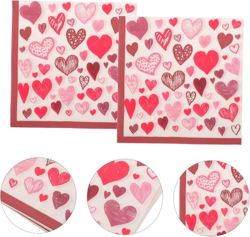 مناديل ورقية وردية على شكل قلب 40 ورقة مناديل ناعمة مربعة للحفلات لعيد الحب والذكرى السنوية للزفاف - Image 5