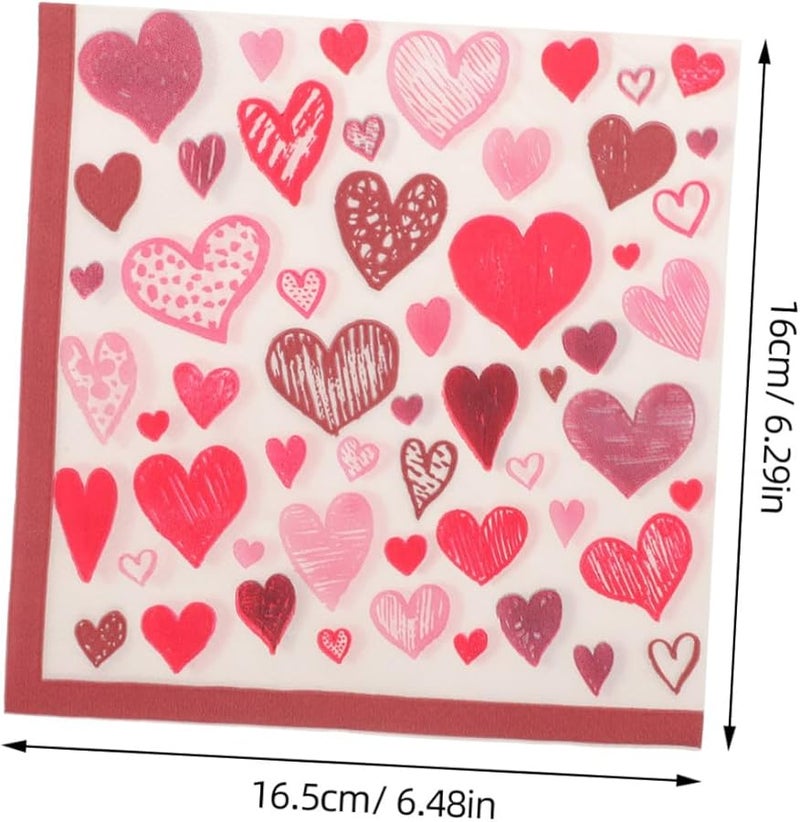 مناديل ورقية وردية على شكل قلب 40 ورقة مناديل ناعمة مربعة للحفلات لعيد الحب والذكرى السنوية للزفاف - Image 3