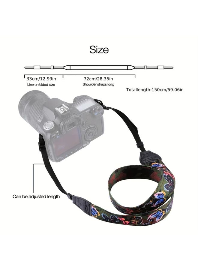 Retro Ethnic Multicolor Butterfly Pattern Camera Strap For SLR DSLR PU6009C - Image 2