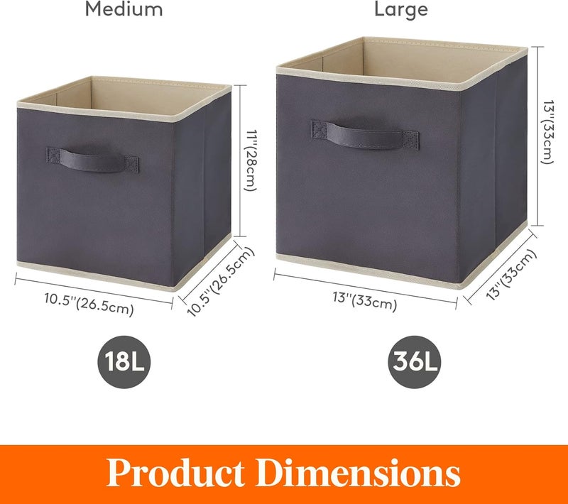 Lifewit Storage Cubes, Foldable Decorative Fabric Storage Baskets for Organizing Home Organizers with Handles for Shelves, Closet, 11 Inch Bins, 18L Gray, 8 Packs - Image 5