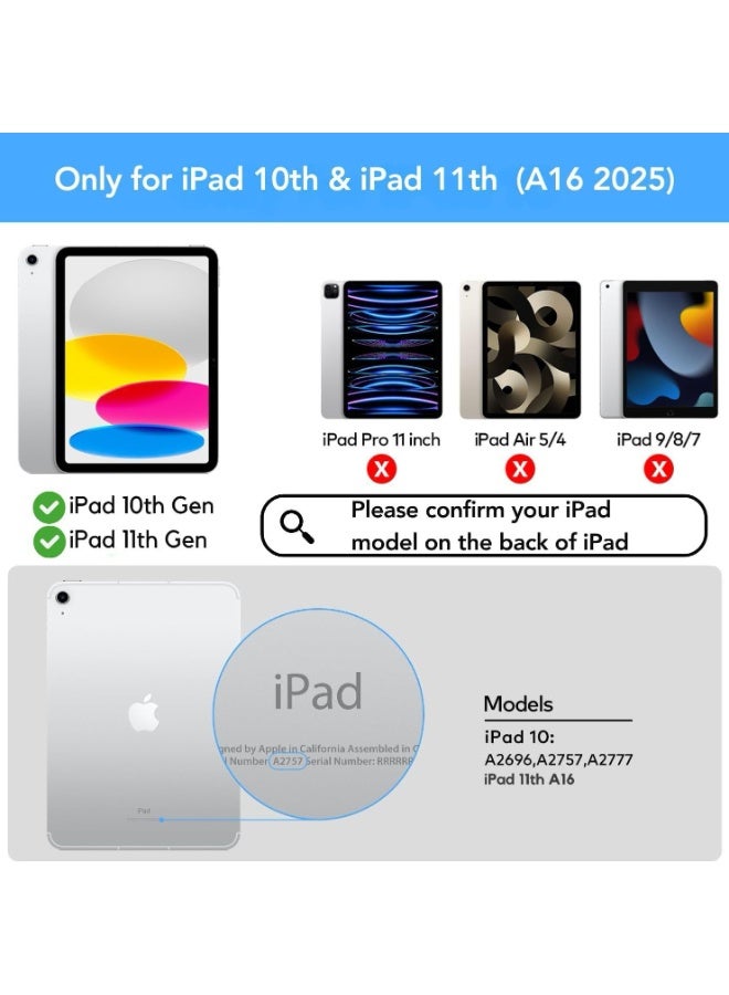 جراب لوحة مفاتيح ثنائي اللغة لجهاز iPad الجيل العاشر 10.9 بوصة / iPad 11 بوصة A16 (2025)، بإضاءة خلفية بسبعة ألوان، ولوحة لمس متعددة اللمس، وحامل قابل للطي مع حامل قلم. - Image 2