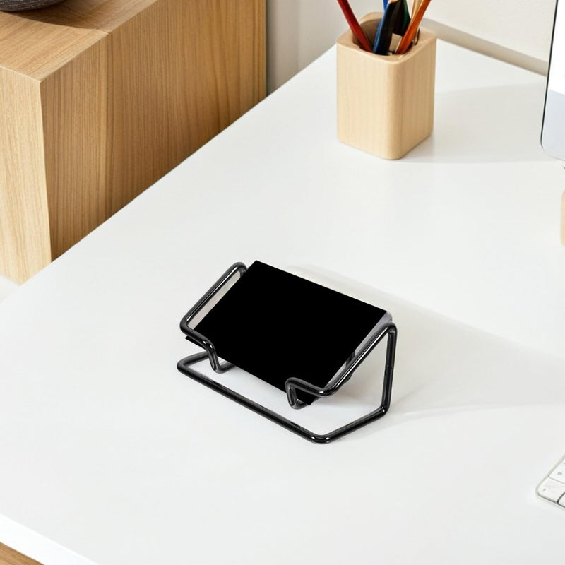 2Pcs Heavy Duty Metal Business Card Holder Desktop Organizer Rack For Office Workspace - Image 5