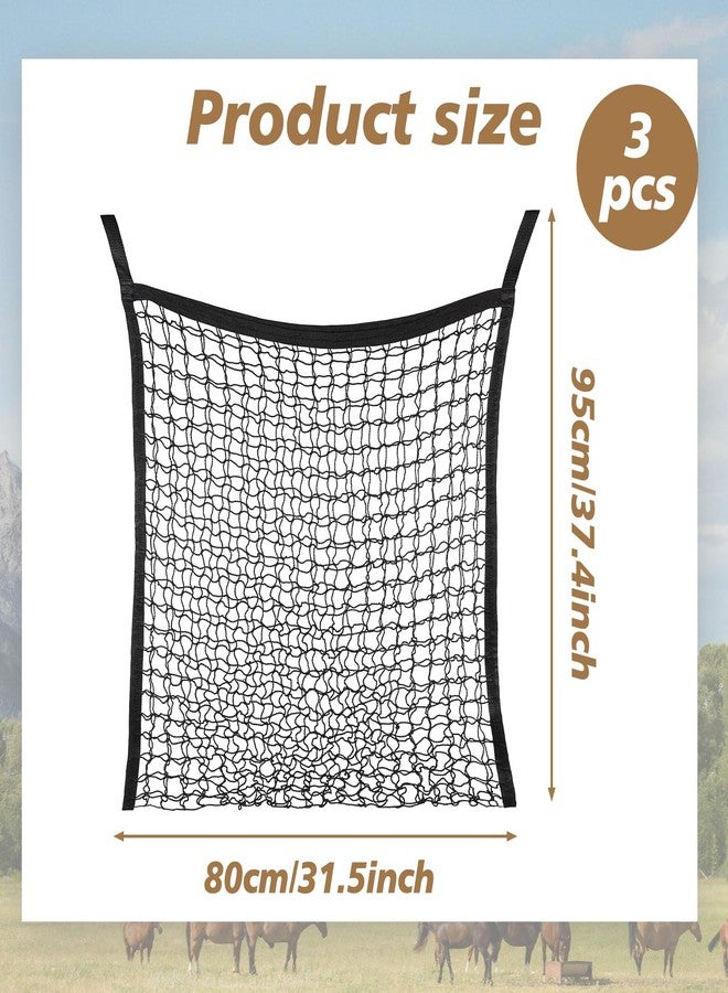 DOPENSPI 3 Pcs Slow Feed Hay Nets for Horses, 37.5 x 31.5 in Hay Bags for Horses with Large Capacity, Hanging Horse Slow FeedHay Bag for Horse and Sheep Trailer Feeders - Image 3