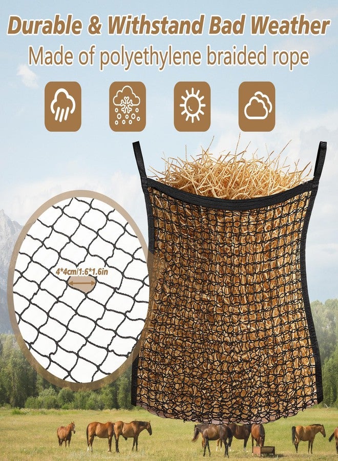 DOPENSPI 3 Pcs Slow Feed Hay Nets for Horses, 37.5 x 31.5 in Hay Bags for Horses with Large Capacity, Hanging Horse Slow FeedHay Bag for Horse and Sheep Trailer Feeders - Image 4
