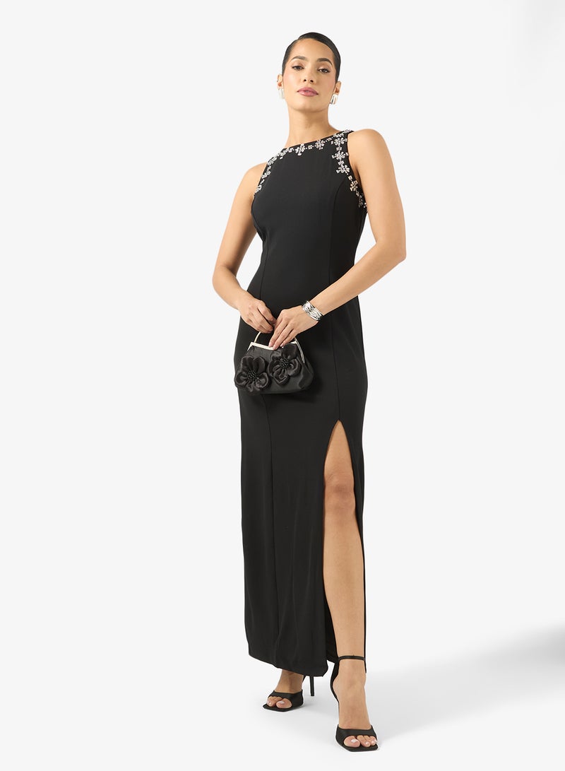 BCBG embellished side slit maxi dress - Image 4