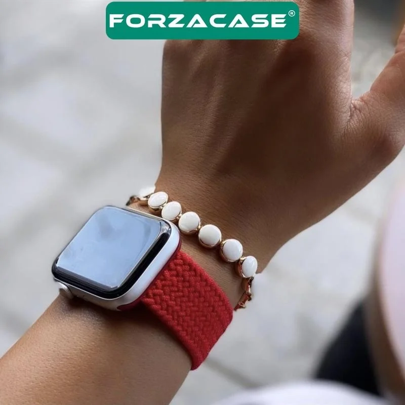 Forzacase Apple Watch 10 Series 46MM Compatible Straw Braid Solo Loop Strap - FC401