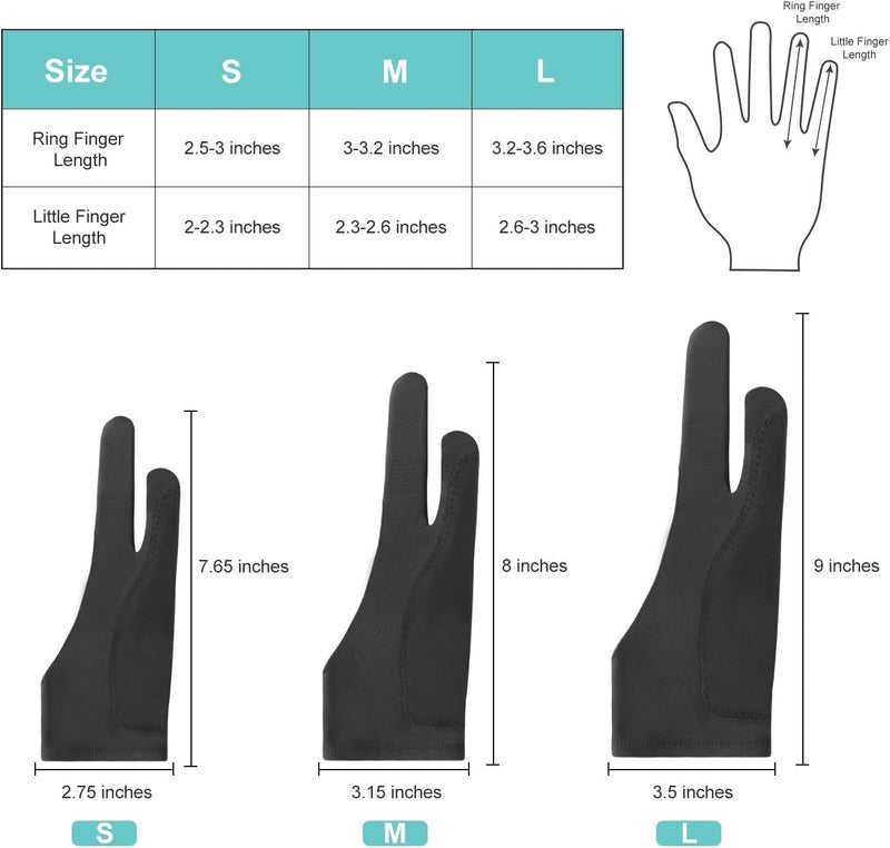 Mixoo Artists Gloves 2 Pack - Palm Rejection Gloves with Two Fingers for Paper Sketching, iPad, Graphics Drawing Tablet, Suitable for Left and Right Hand (Small) - Image 4