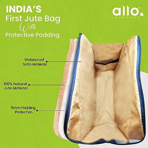 Allo Food Safe Glass Lunch Box With Breakfree Detachable Lock, Microwave Safe Lunch Box Borosilicate Glass Tiffin For Office With Jute Tiffin Bag, Set Of 4, 215Ml X 2 & 390Ml X 2, Beige - Image 5
