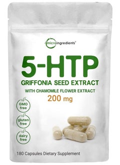 Micro Ingredients 5-HTP Griffonia Seed Extract, 200 mg - 180 Capsules  - Image 1