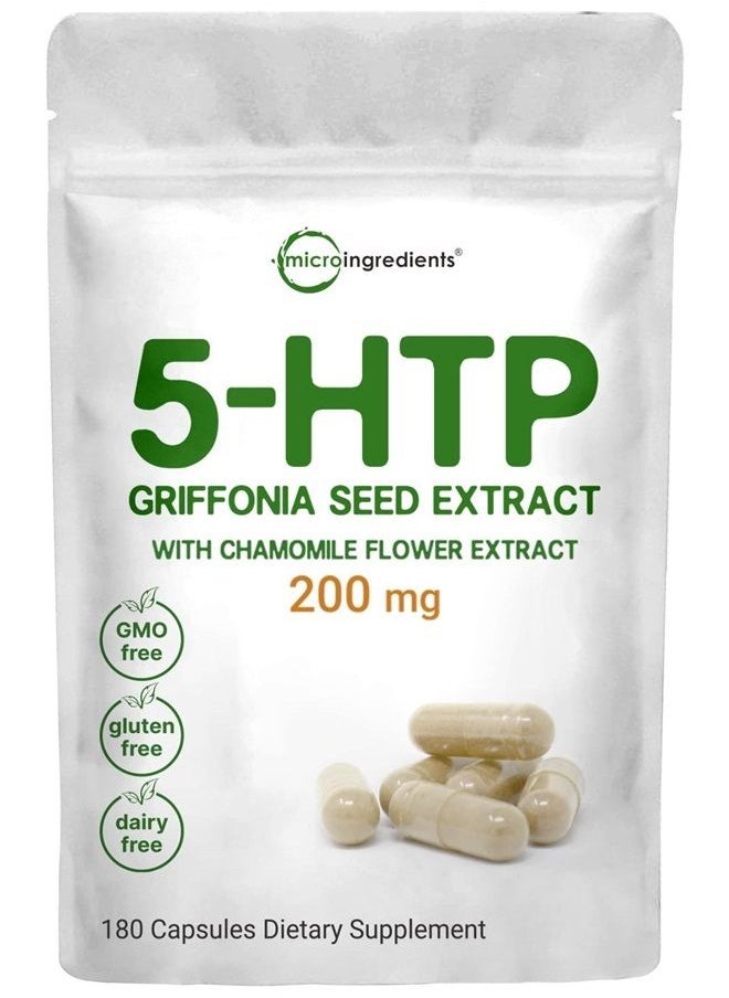 Micro Ingredients - 5-HTP Griffonia Seed Extract, 200 mg - 180 Capsules - Image 1