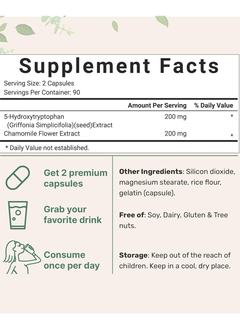 Micro Ingredients - 5-HTP Griffonia Seed Extract, 200 mg - 180 Capsules - Image 1