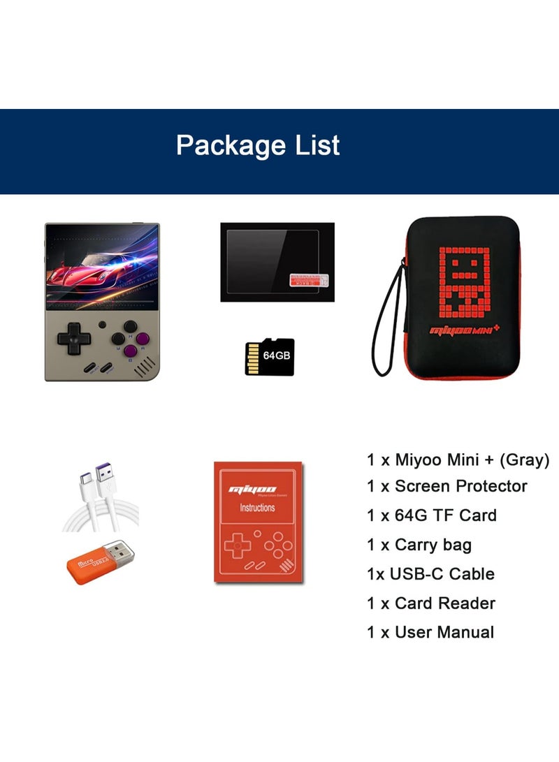 Portable Handheld Gaming Console with Storage Case, 3.5 IPS Screen, 128GB TF Card, 10,000+ Games, Long-lasting Battery, WiFi Support (Gray) - Image 4