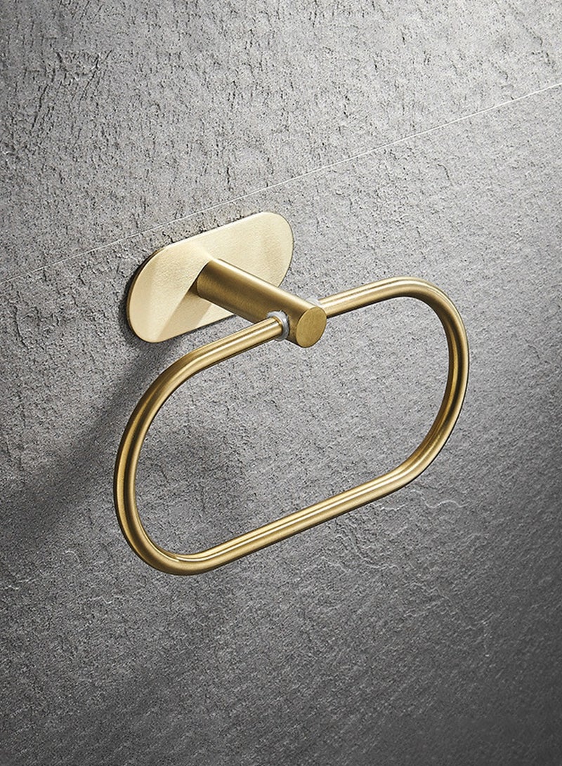 LEOKOR 4 Pcs Bathroom Towel Rack Hardware, 304 Stainless Steel Wall Mounted with 16" Hand Towel Bar, Hand Towel Ring, Toilet Paper Holder, Robe Towel Hook for Bathroom (Gold) - Image 3