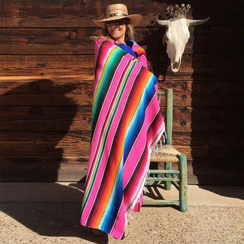 Eccbox Large Serape Blanket with Assorted Bright Colors - Mexican Tablecloth for Wedding Party Decorations - Image 3