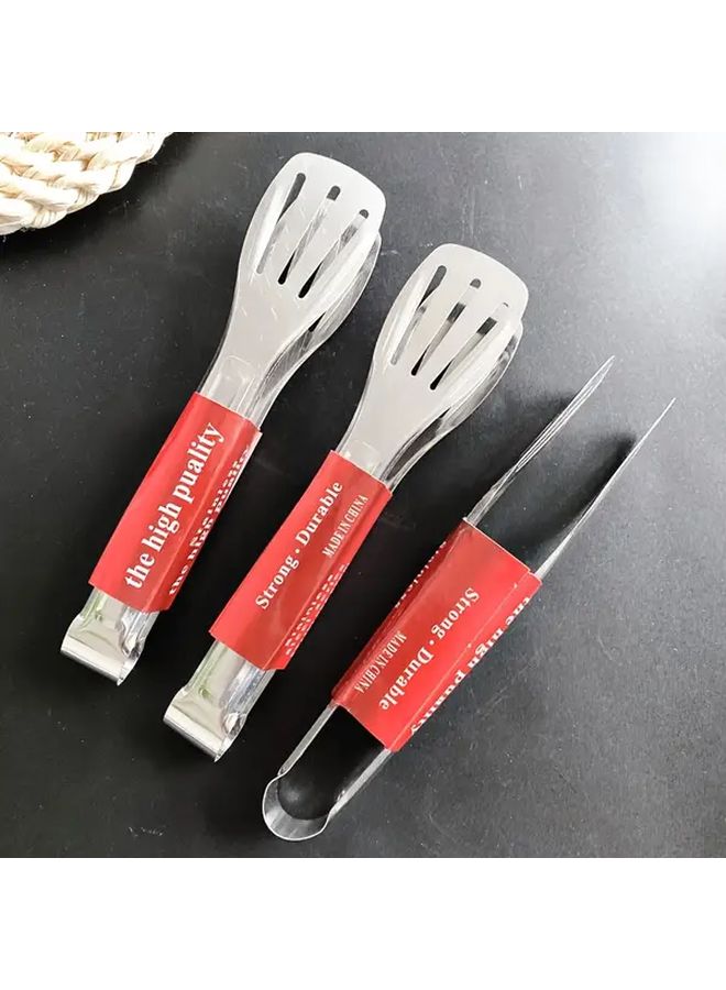 Multipurpose Heavy Duty 304 Stainless Steel Kitchen Clamp Silvery Thickened Heat Resistant For Grilling Steaks Flipping Meat Pasta - Image 1