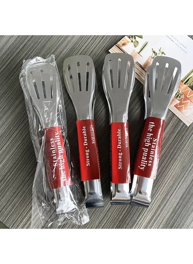 Multipurpose Heavy Duty 304 Stainless Steel Kitchen Clamp Silvery Thickened Heat Resistant For Grilling Steaks Flipping Meat Pasta - Image 5
