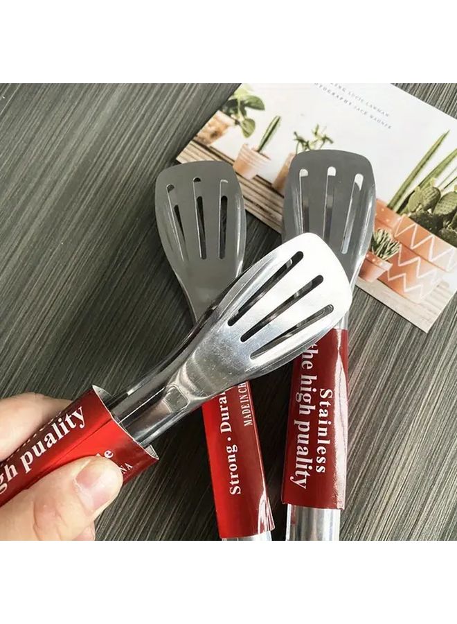 Multipurpose Heavy Duty 304 Stainless Steel Kitchen Clamp Silvery Thickened Heat Resistant For Grilling Steaks Flipping Meat Pasta - Image 2