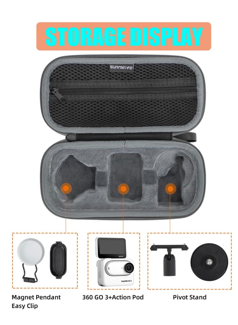 Y&D Carrying Case for Insta360 GO 3, Waterproof Tiny Action Camera Accessories, Mini Case, Magnet Pendant Easy Clip pod Pivot Stand Storage Bag  - Image 2