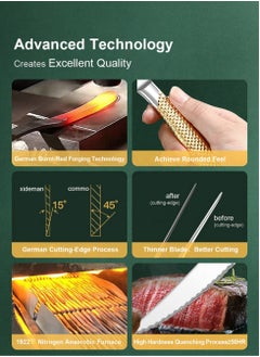 Excefore 4-Piece ​Hammered Silver Gold Cutlery Set with Ultra Sharp 2-in-1 Serrated Knive, Golden 18/10 Stainless Steel Silverware Set, Flatware Set for 1 People, Knives Forks Spoons Set  - Image 4