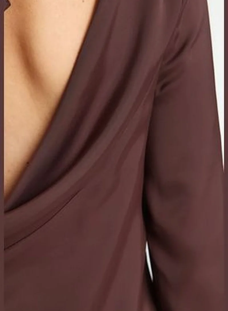 trendyol Brown Satin Woven Back Detailed Blouse TWOAW24BZ00286