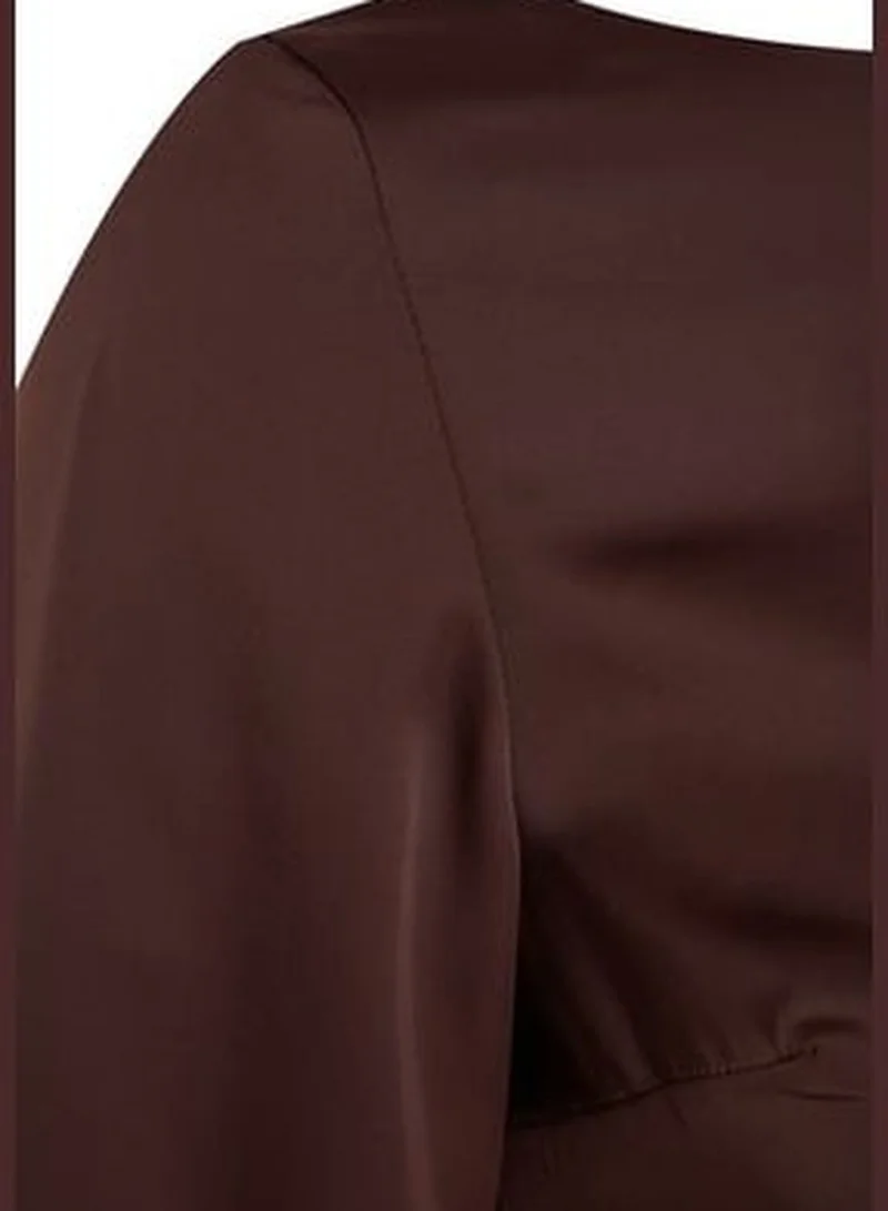 trendyol Brown Satin Woven Back Detailed Blouse TWOAW24BZ00286