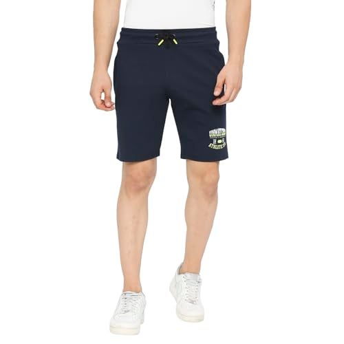 Spykar Men's Regular Fit Mid Rise Blue Casual Shorts - Image 1