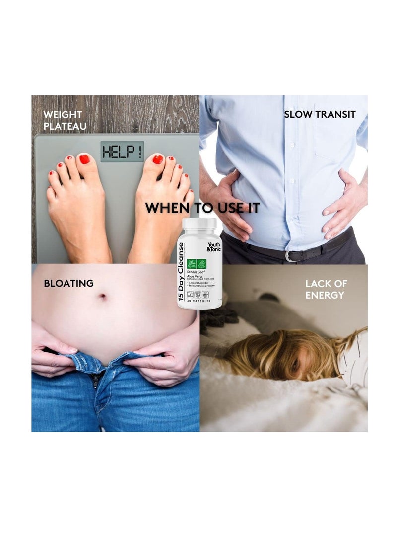 Youth & Tonic Water & Waste Away Pills for Belly Bloating and Swelling for a Thin Waistline & Slender Body as 2X Diet Support Supplements Water Weigh Away + 15 Day Colon Cleanse 60 + 30 Capsules  - Image 3