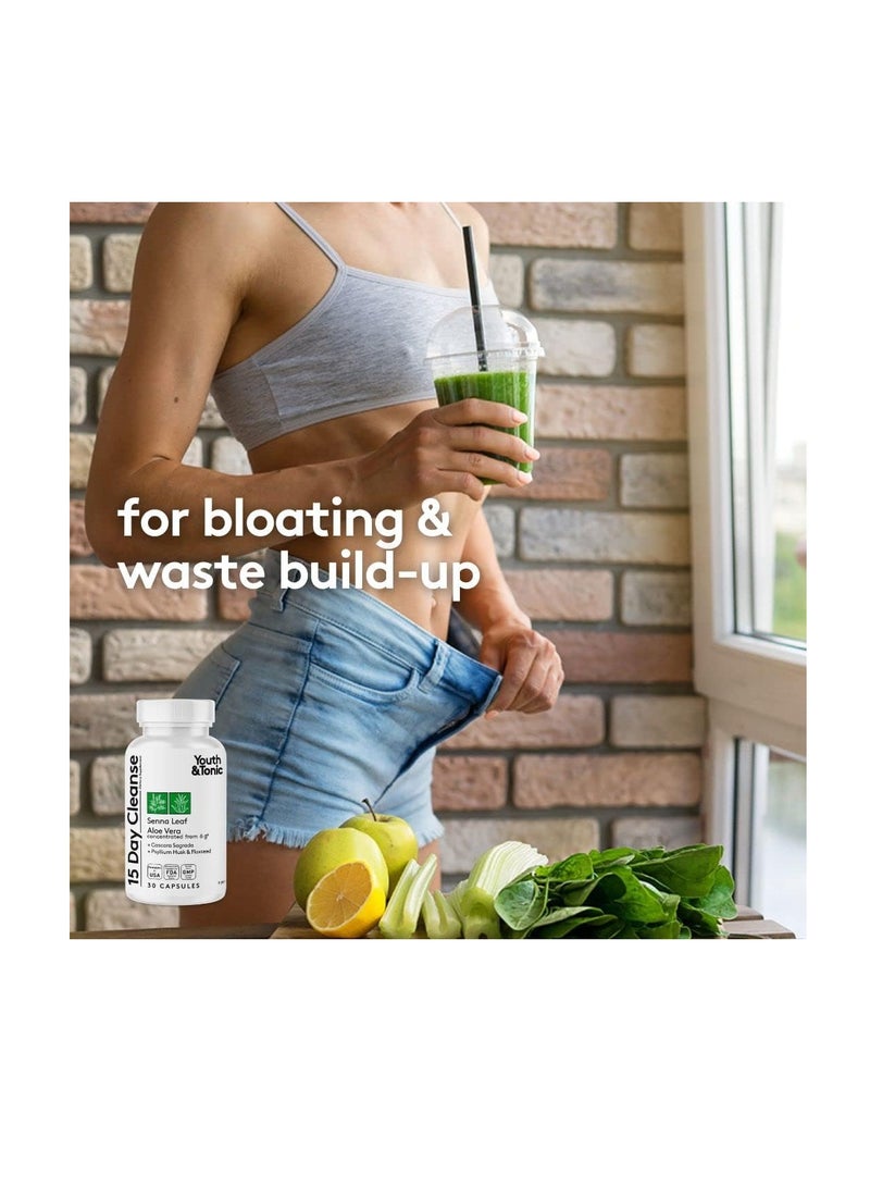 Youth & Tonic Water & Waste Away Pills for Belly Bloating and Swelling for a Thin Waistline & Slender Body as 2X Diet Support Supplements Water Weigh Away + 15 Day Colon Cleanse 60 + 30 Capsules  - Image 4
