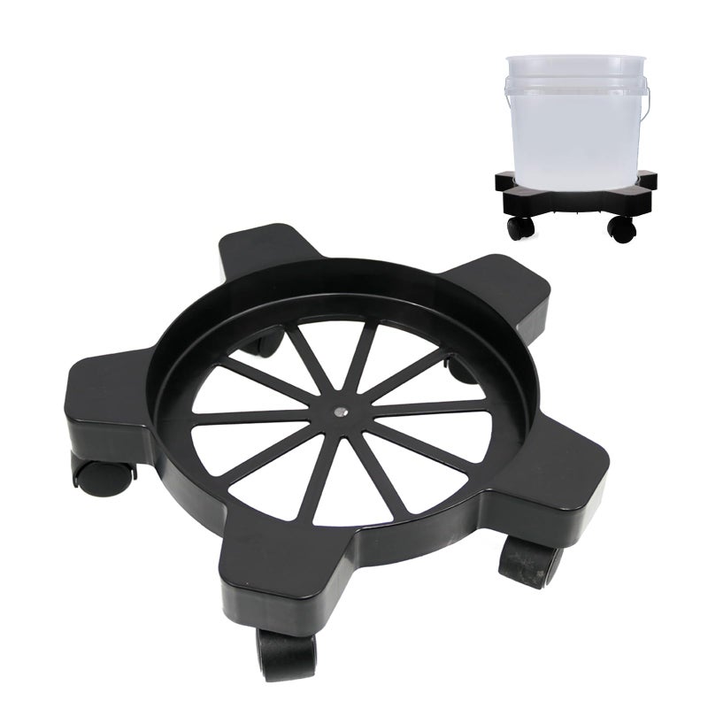 CNQLIS 5 Gallon Heavy Duty Drum Dolly with 5 Swivel Wheel Casters 77 Pound Capacity Drum CartAntiTipping for Flower Pots and Buckets Use 11 DiameterBlack