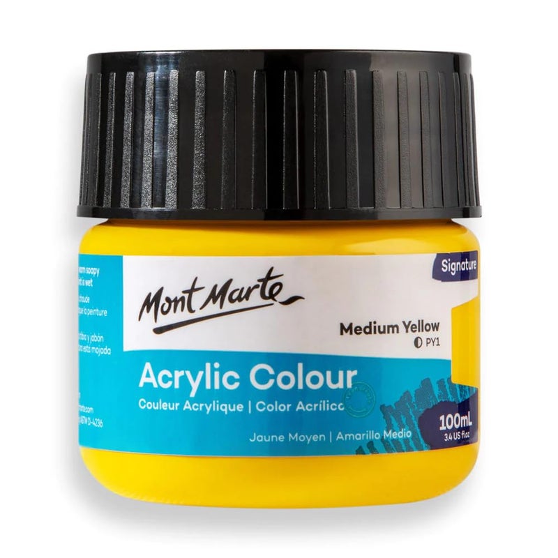 Monte Marte MSCH1004 Acrylic Colour Paint 100 ml, Medium Yellow