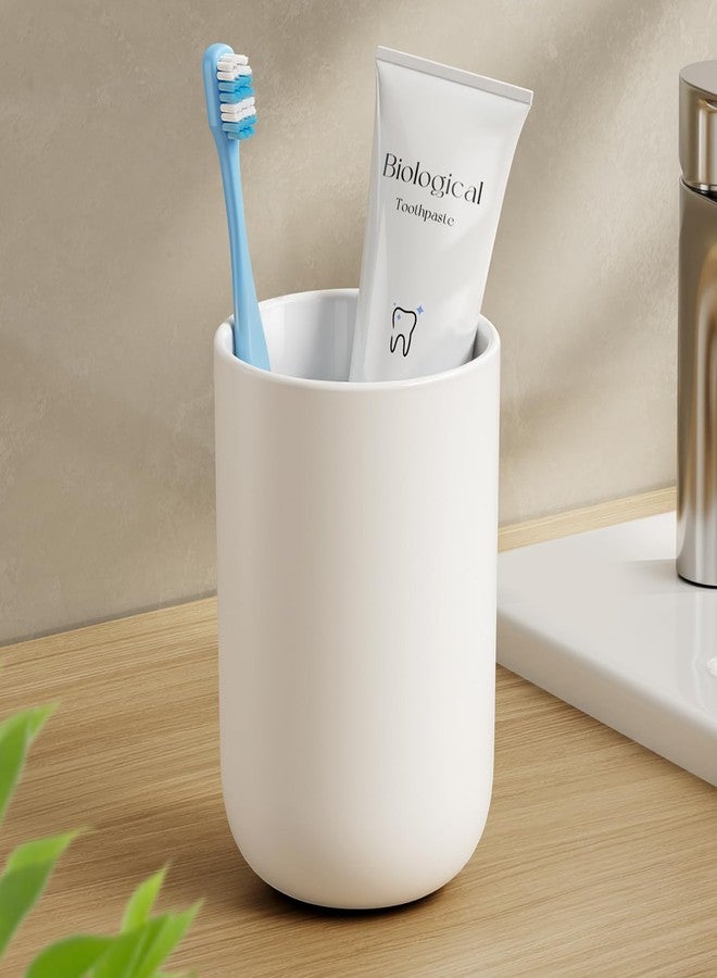 MOPMS Toothbrush Cup 13oz 380ml, Unbreakable Reusable Bathroom Tumbler 1Pc, Non-Slip Plastic Bathroom Cup Toothbrush Holders for Bathroom White - Image 1