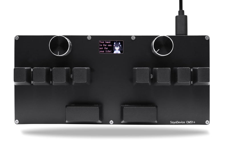 BTXETUEL SayoDevice CM51+ Rapid Trigger Keyboard for OSU!ã€djmax... Rhythm Game with GATERON Hall Magnetic Linear Switches with Knob Custom Programmable Keypad (Black-GATERON White Switches, CM51+) - Image 1