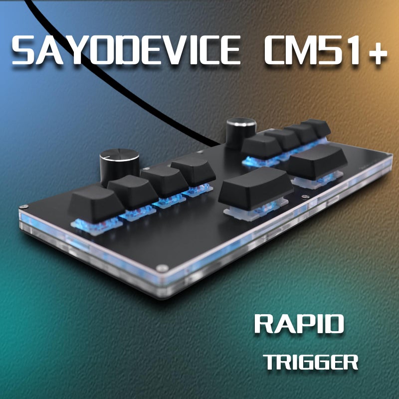 BTXETUEL SayoDevice CM51+ Rapid Trigger Keyboard for OSU!ã€djmax... Rhythm Game with GATERON Hall Magnetic Linear Switches with Knob Custom Programmable Keypad (Black-GATERON White Switches, CM51+) - Image 2