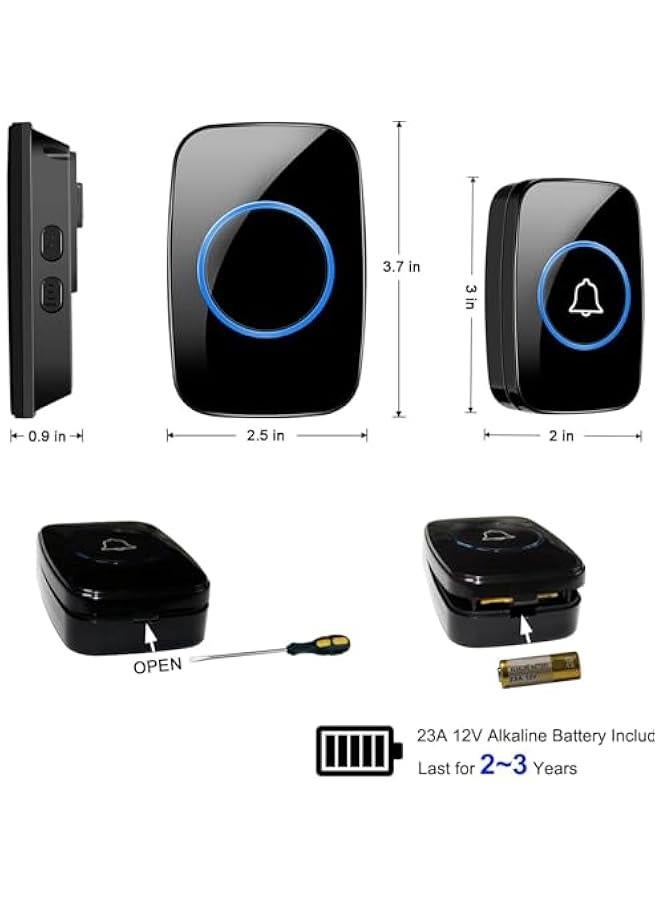 RYNX Wireless Doorbell，Plug in waterproof cordless doorbell with LED flash 1000 Feet Range With 1 Waterproof Transmitter And 2 Plug In Receptors Suitable For Families、Office Buildings、Restaurants - Image 4