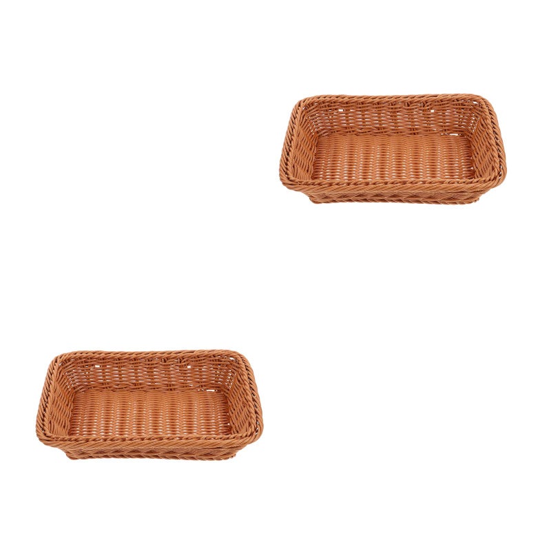 2pcs Handwoven Storage Basket Weaving Basket Container Supermarket Display Container Woven Basket For Fruit Snack Bread - Image 1