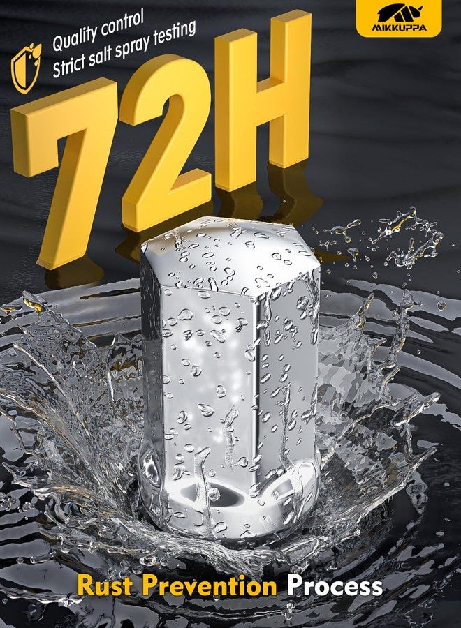 ميكوبّا مجموعة صواميل العجلات MIKKUPPA، 24 قطعة، مقاس M14x1.5 - بديل لسيارات سيلفرادو 1500 موديلات 1999-2022، وشيفروليه سابربان موديلات 2012-2022، وجي إم سي يوكون موديلات 2000-2022، ورام 1500 و2500 موديلات 2012-2022، صواميل عجلات أصلية سداسية الشكل مطلية بالكروم، مقاس 7/8 بوصة، ذات طرف مغلق. - Image 3