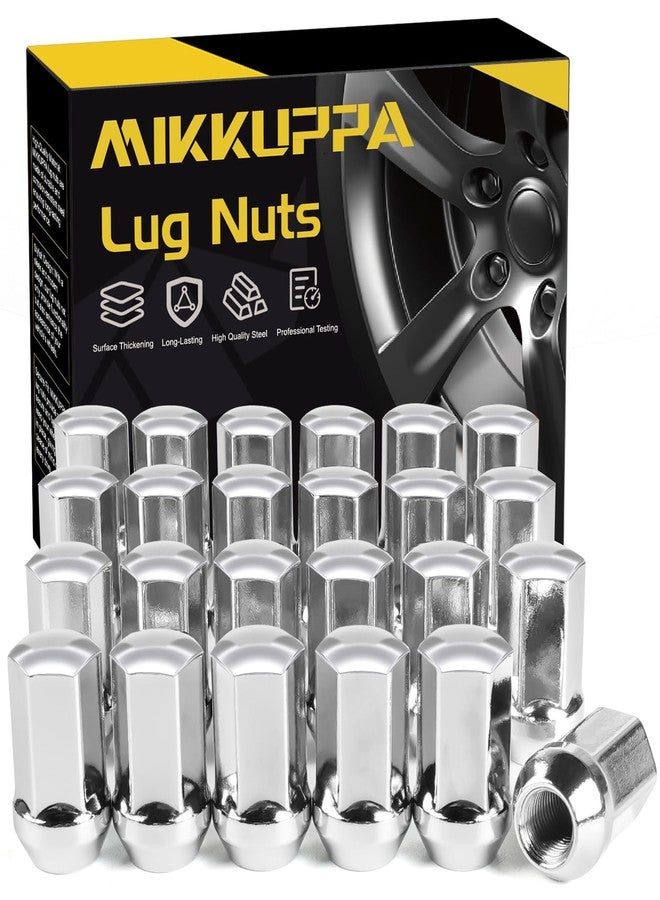 ميكوبّا مجموعة صواميل العجلات MIKKUPPA، 24 قطعة، مقاس M14x1.5 - بديل لسيارات سيلفرادو 1500 موديلات 1999-2022، وشيفروليه سابربان موديلات 2012-2022، وجي إم سي يوكون موديلات 2000-2022، ورام 1500 و2500 موديلات 2012-2022، صواميل عجلات أصلية سداسية الشكل مطلية بالكروم، مقاس 7/8 بوصة، ذات طرف مغلق. - Image 1