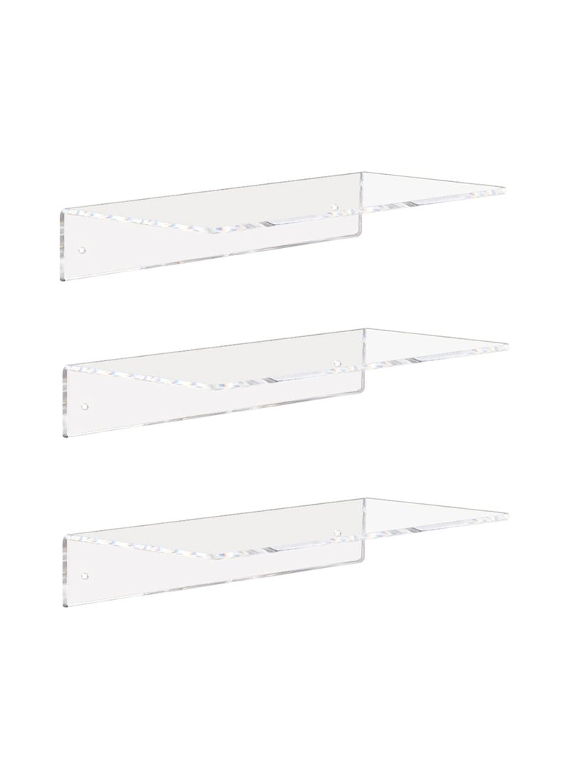TPGP Clear Acrylic Shelves 12 Inch - Floating Wall Mounted Shelf for Bedroom, Living Room, Bathroom - Set of 3  - Image 1
