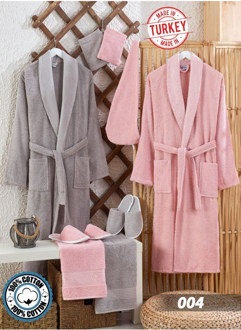 100% cotton Turkish bathrobe set 11 pieces heavy pile highly absorbent modern design and decoration large size suitable for all sizes