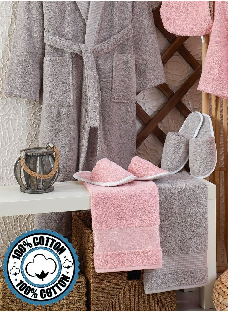 RedRose 100% cotton Turkish bathrobe set 11 pieces heavy pile highly absorbent modern design and decoration large size suitable for all sizes  - Image 4